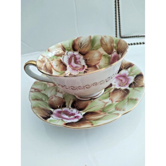 Stafford Japan Wide Mouth Cup and saucer set Floral Chintz Style 1950's - Picture 4 of 11
